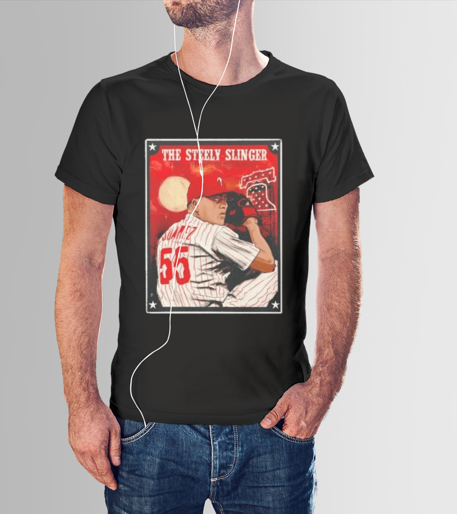 Philadelphia Phillies Ranger Suarez Steely Slinger 55 Baseball T-Shirt