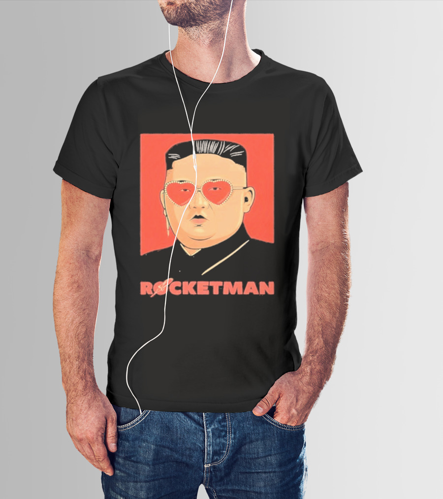 Kim Jong Un Heart Sunglasses Rocketman Meme T-Shirt