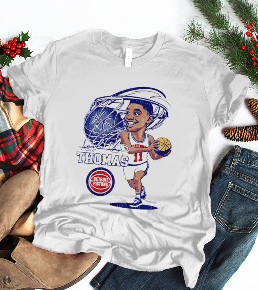 Isiah Thomas Detroit Pistons Caricature Basketball Cartoon Drawing T-Shirt
