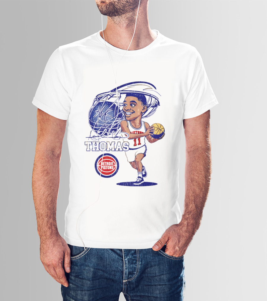 Isiah Thomas Detroit Pistons Caricature Basketball Cartoon Drawing T-Shirt