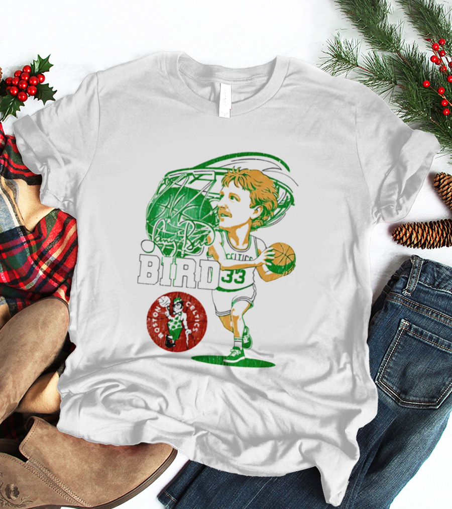 Boston Celtics Larry Bird Caricature NBA Legend 33 Basketball T-Shirt