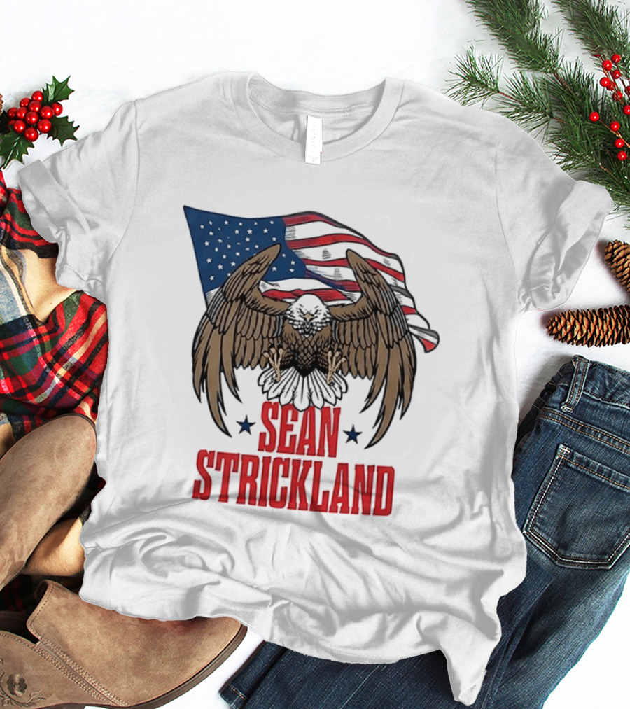 Sean Strickland Eagle With American Flag T-Shirt