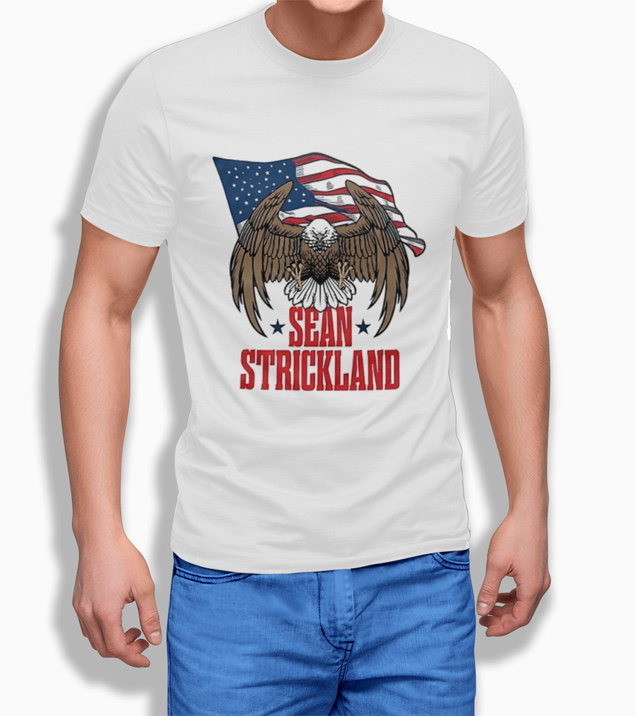 Sean Strickland Eagle With American Flag T-Shirt