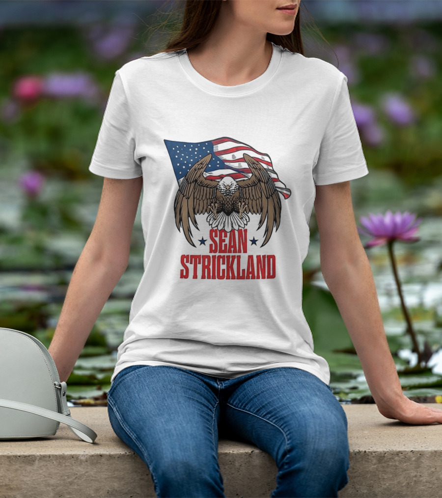 Sean Strickland Eagle With American Flag T-Shirt