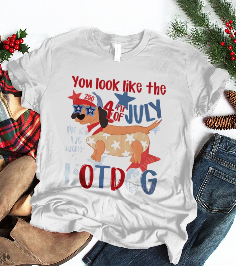 You Look Like The 4th Of July Make Me Want A Hotdog 2020 Dog Star Hat T-Shirt