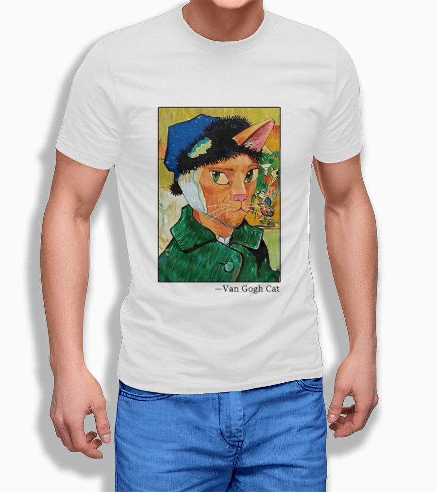 Cat In Van Gogh Style With Bandaged Ear Iconic Painting T-Shirt