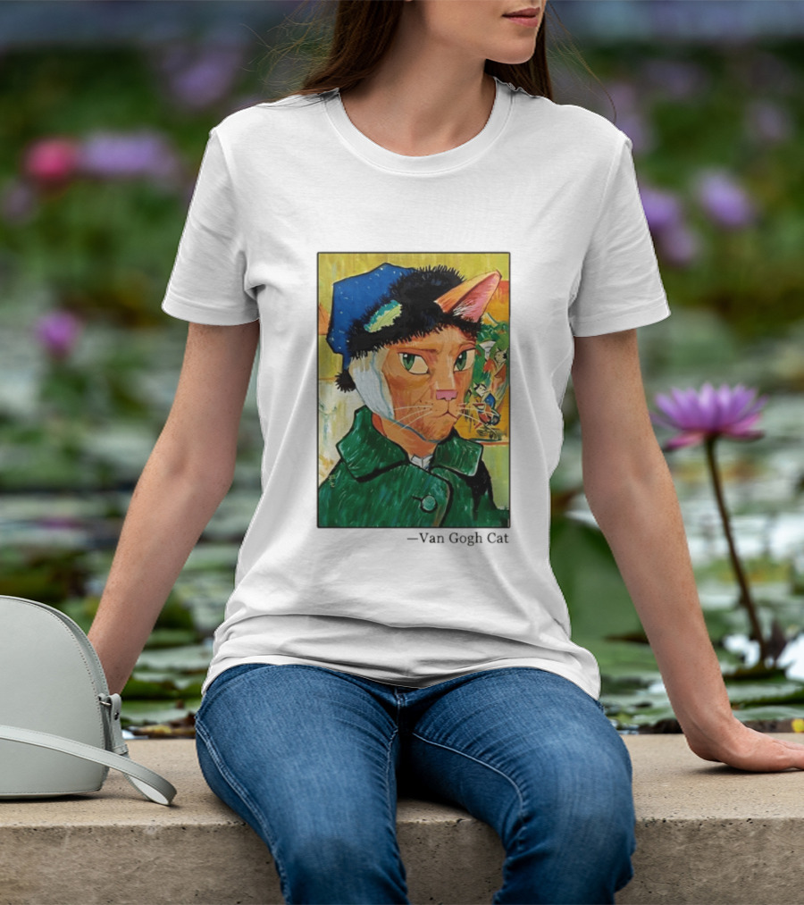 Cat In Van Gogh Style With Bandaged Ear Iconic Painting T-Shirt