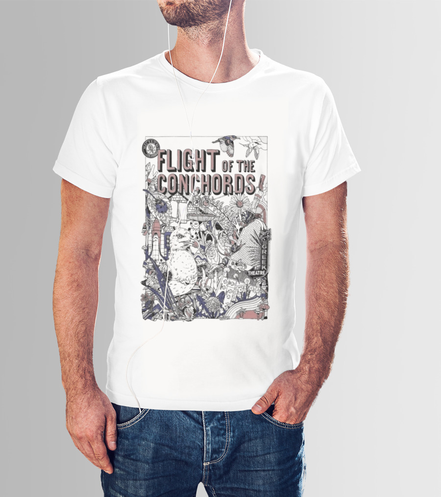 Flight Of The Conchords Los Angeles CA Botanical Owl And Cityscape T-Shirt