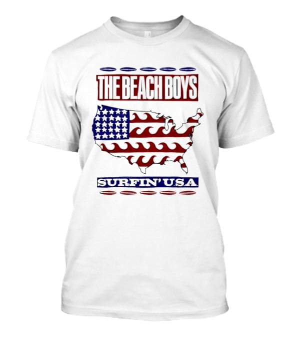 The Beach Boys Surfin' USA American Flag Waves Map T-Shirt