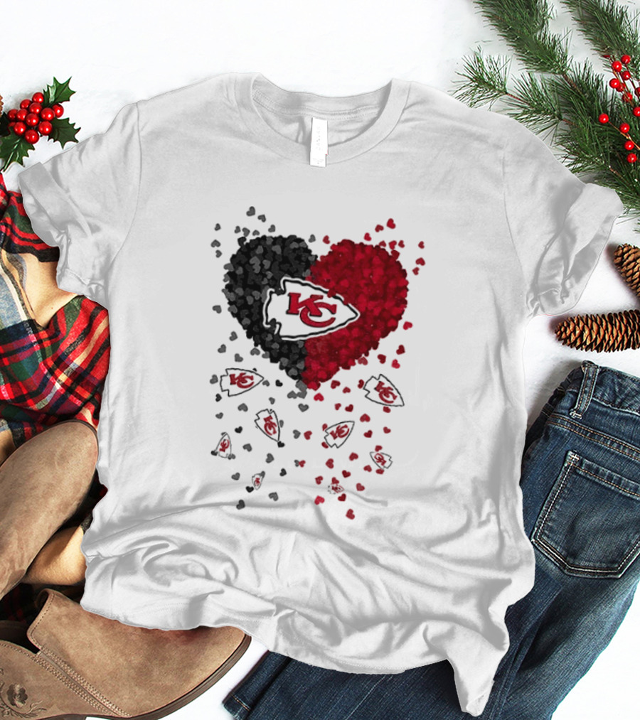 Heart KC Red Black 2026 Kansas City Chiefs Football T-Shirt