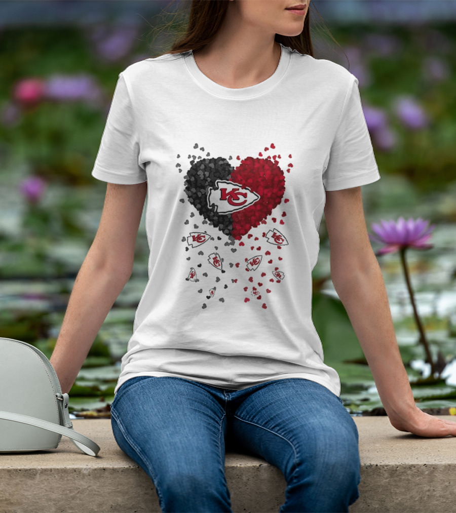 Heart KC Red Black 2026 Kansas City Chiefs Football T-Shirt