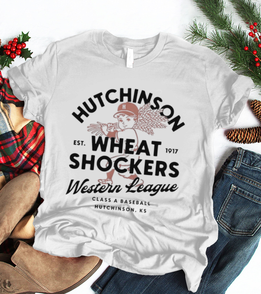 Hutchinson Wheat Shockers Western League Class A Baseball Established 1917 Wichita Kansas T-Shirt