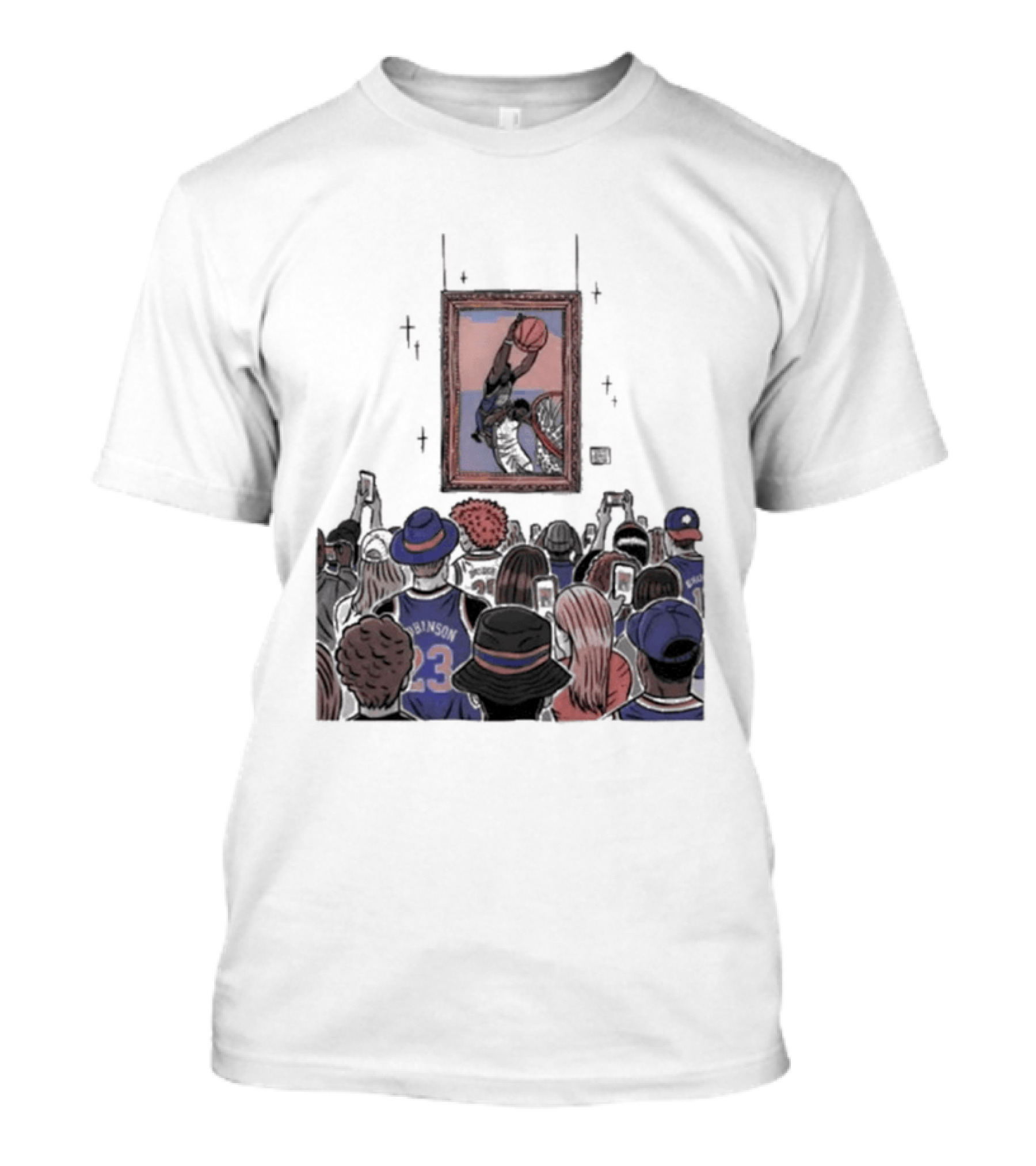 Mitchell Robinson New York Knicks Dunk Moment Over Philadelphia 76ers Joel Embiid Basketball Fans Gallery T-Shirt