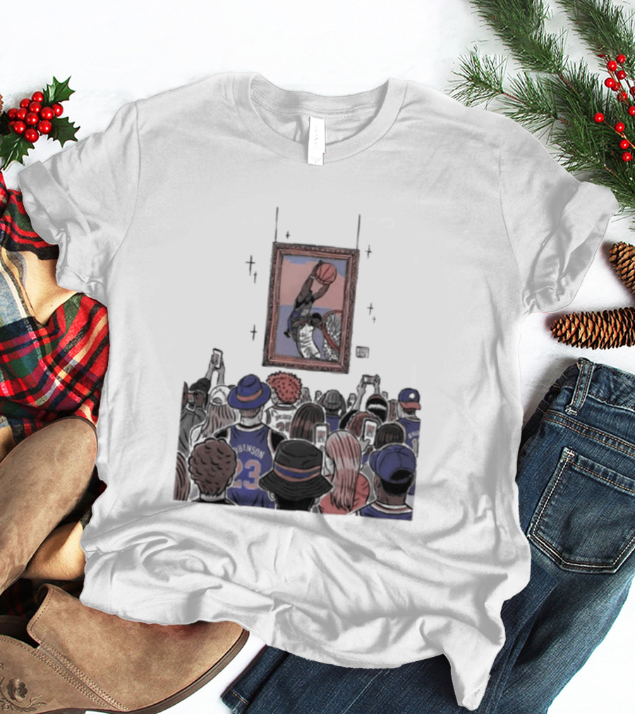 Mitchell Robinson New York Knicks Dunk Moment Over Philadelphia 76ers Joel Embiid Basketball Fans Gallery T-Shirt