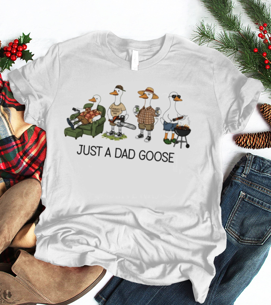 World's Okayest Dad Goose Just A Dad Goose Comic Silly Goose T-Shirt