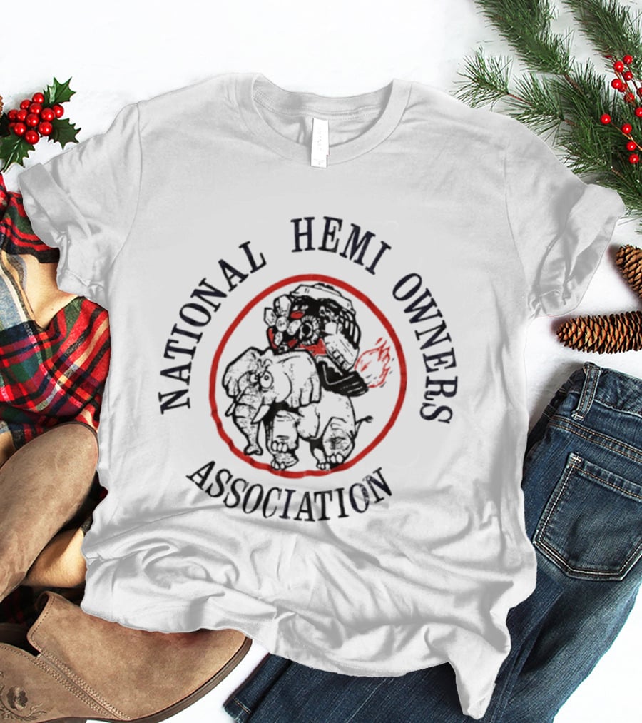 National Hemi Owners Association Elephant With Racing Helmet T-Shirt