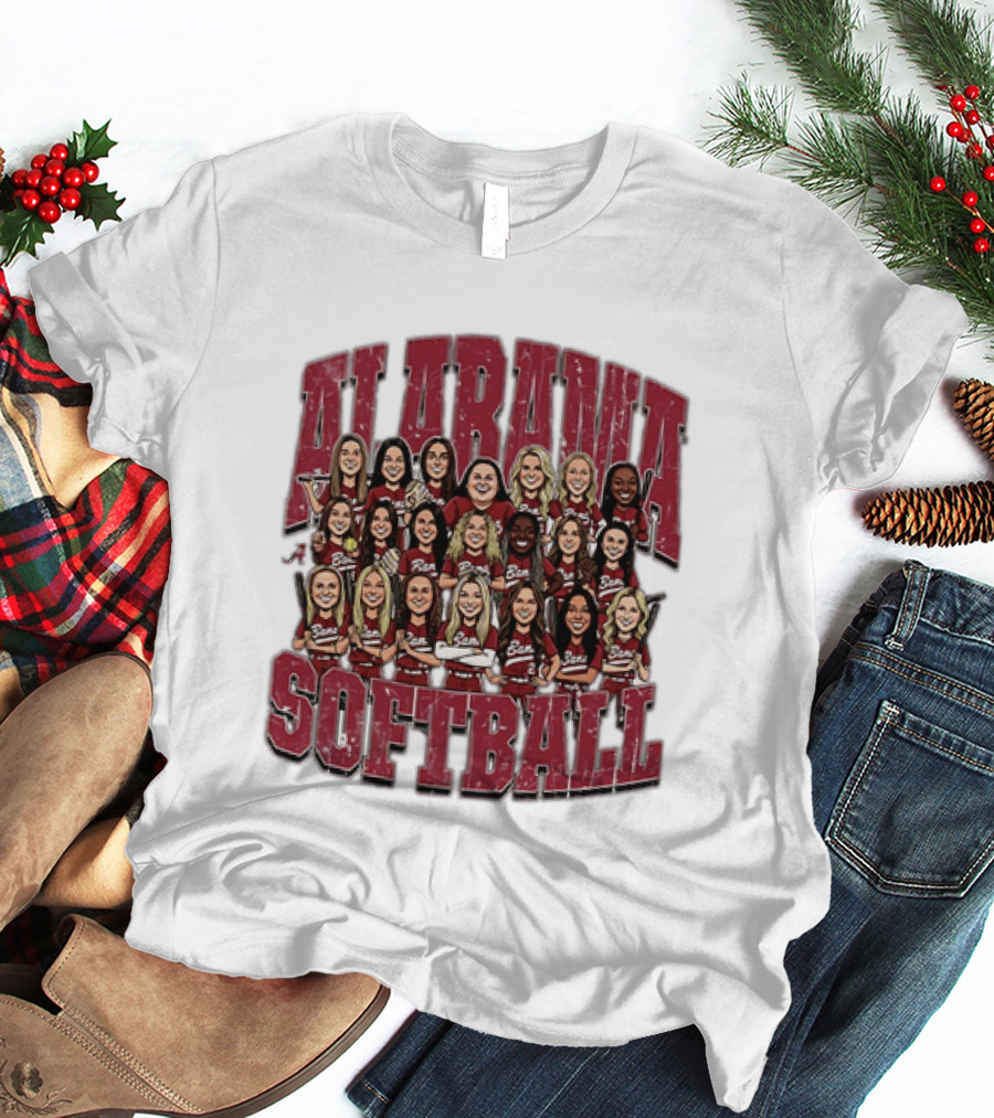 Crimson Tide Softball Alabama Team Caricature Players T-Shirt