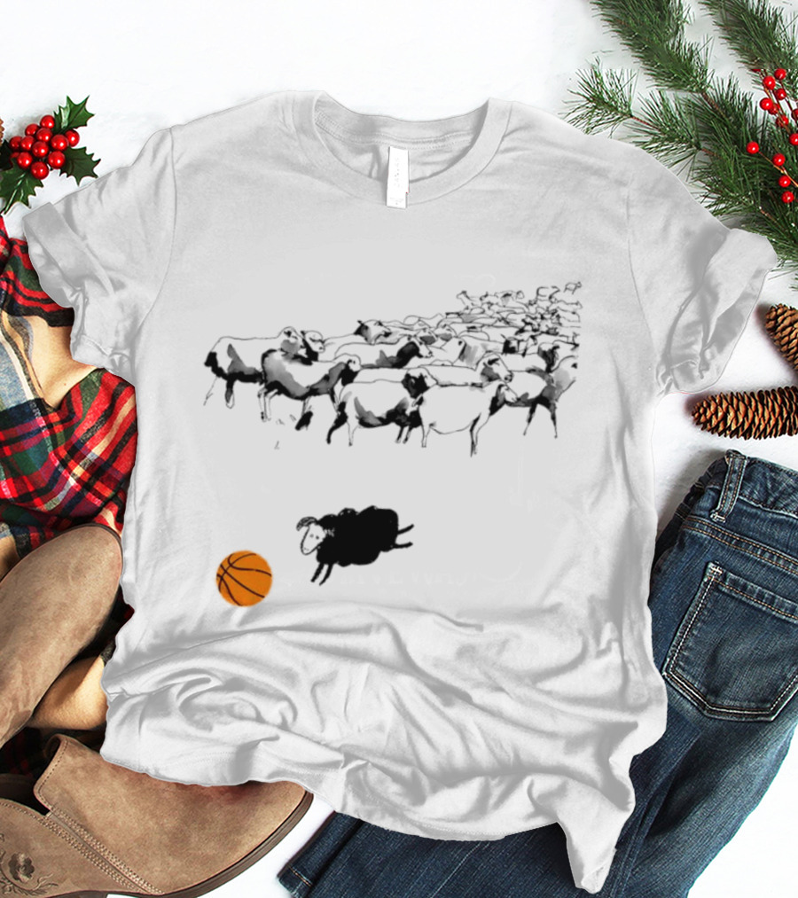 Triple Threat Sleep Basketball Sheep Herd Orange Ball T-Shirt