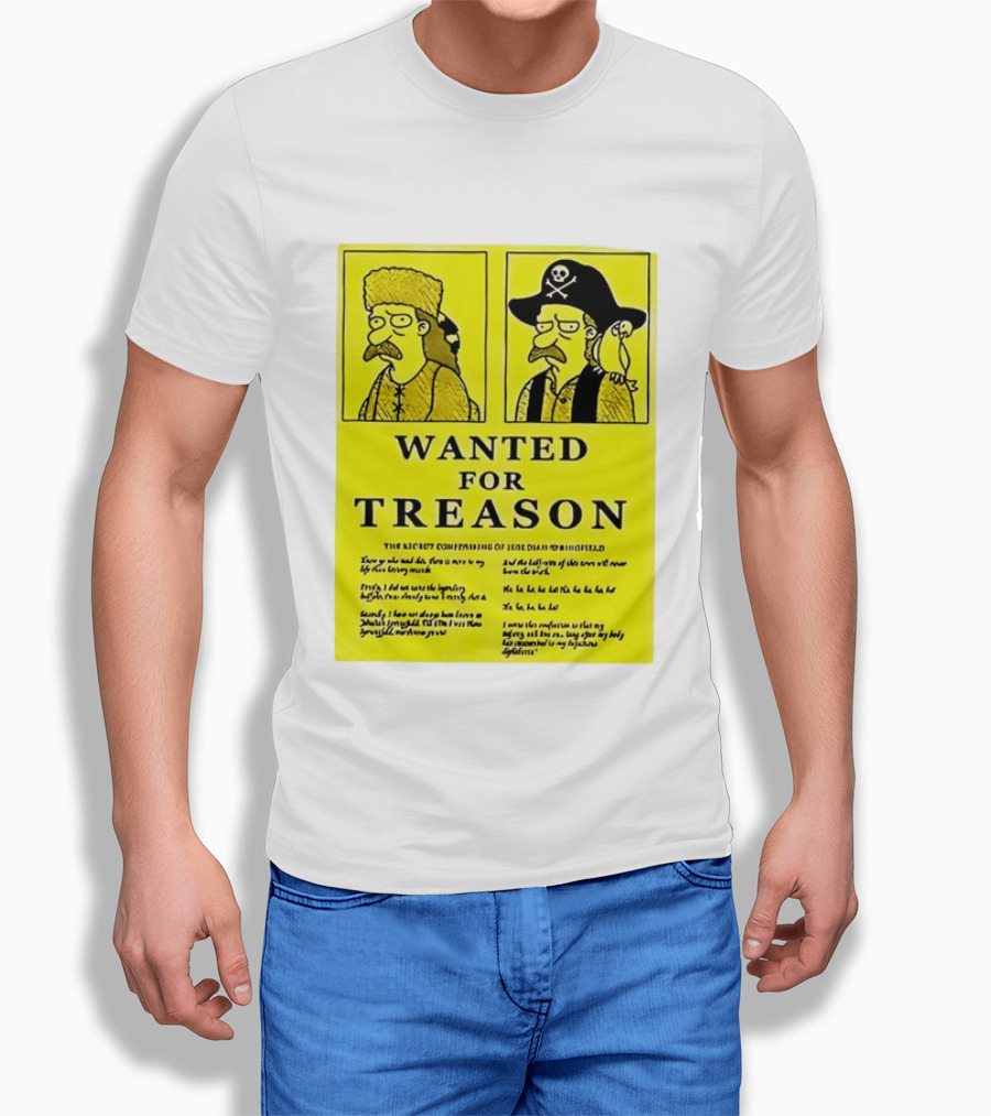 Wanted For Treason Kirk Van Houten Pirate And Russian Hat Cartoon Wanted T-Shirt