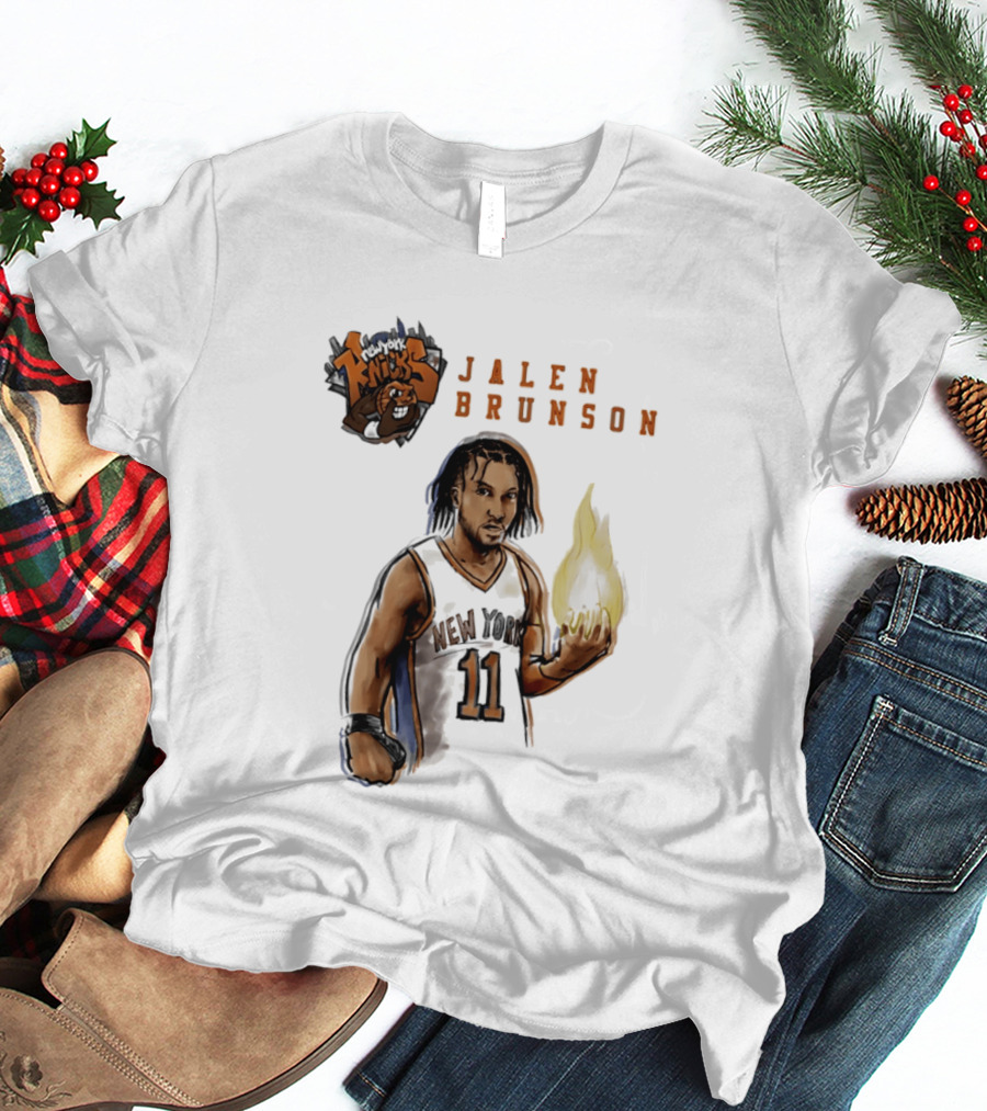 New York Knicks Jalen Brunson Flame 11 T-Shirt