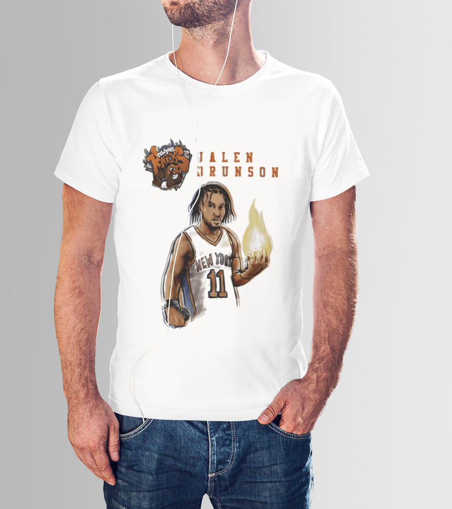 New York Knicks Jalen Brunson Flame 11 T-Shirt