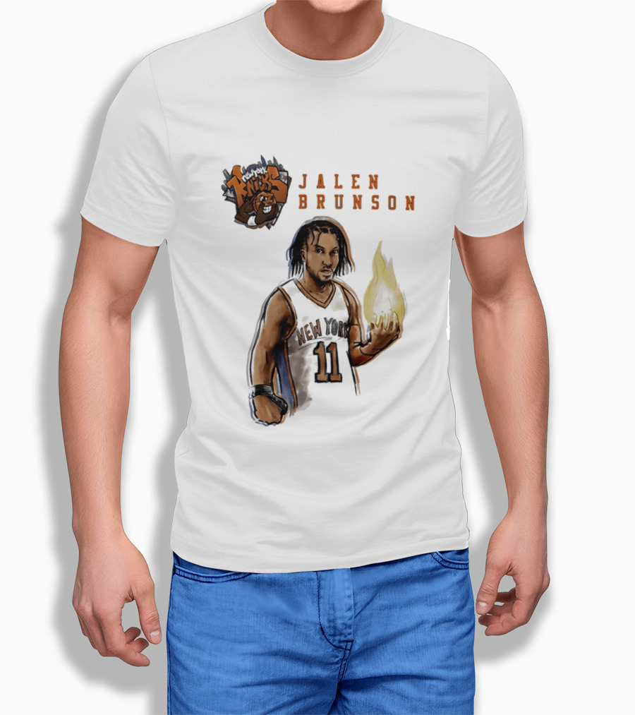 New York Knicks Jalen Brunson Flame 11 T-Shirt