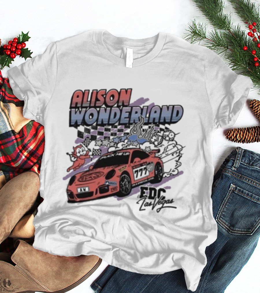 Alison Wonderland Racing 777 EDC Las Vegas Checkered Pink Car T-Shirt