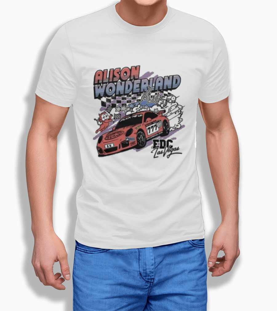 Alison Wonderland Racing 777 EDC Las Vegas Checkered Pink Car T-Shirt