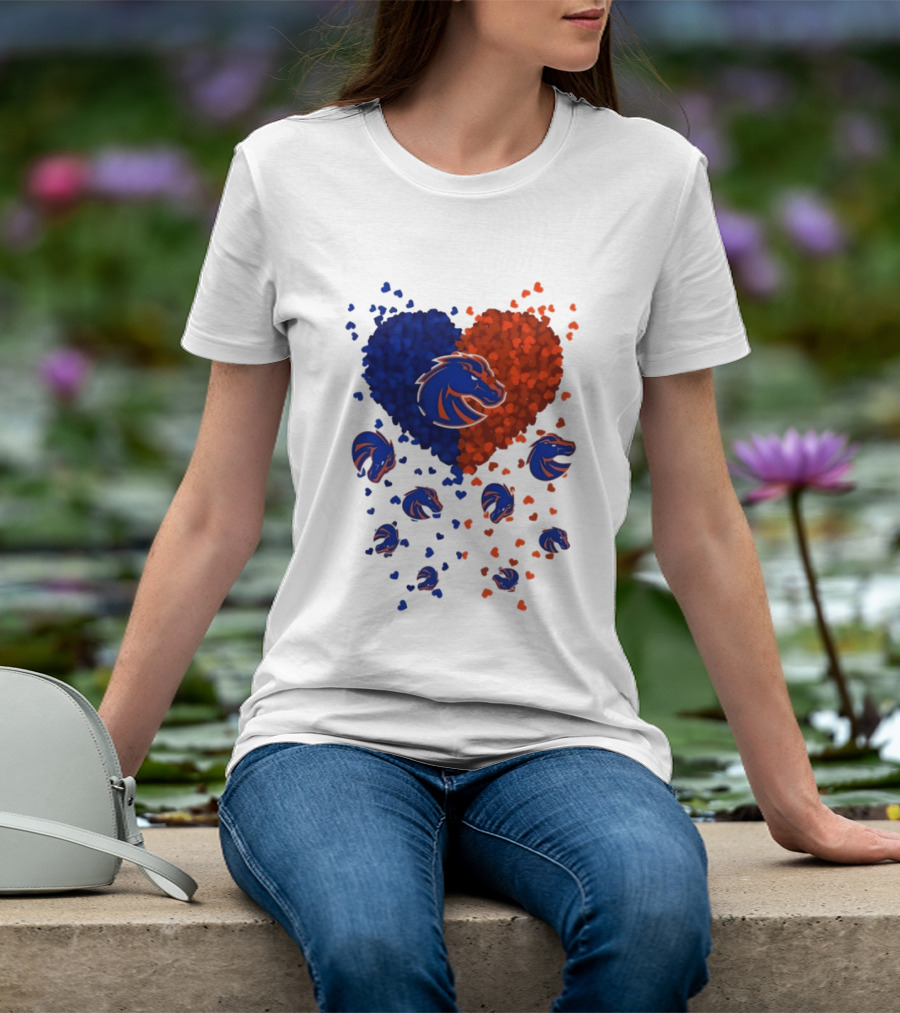 Heart Of Boise State Broncos Football 2026 Blue Orange Passion T-Shirt