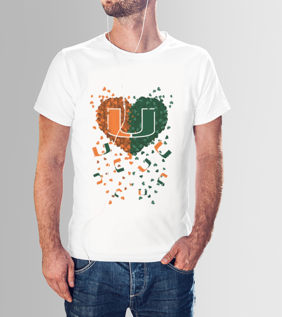 Heart Of Miami Hurricanes 2026 U Logo Football Celebration T-Shirt