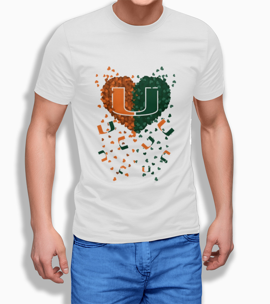 Heart Of Miami Hurricanes 2026 U Logo Football Celebration T-Shirt