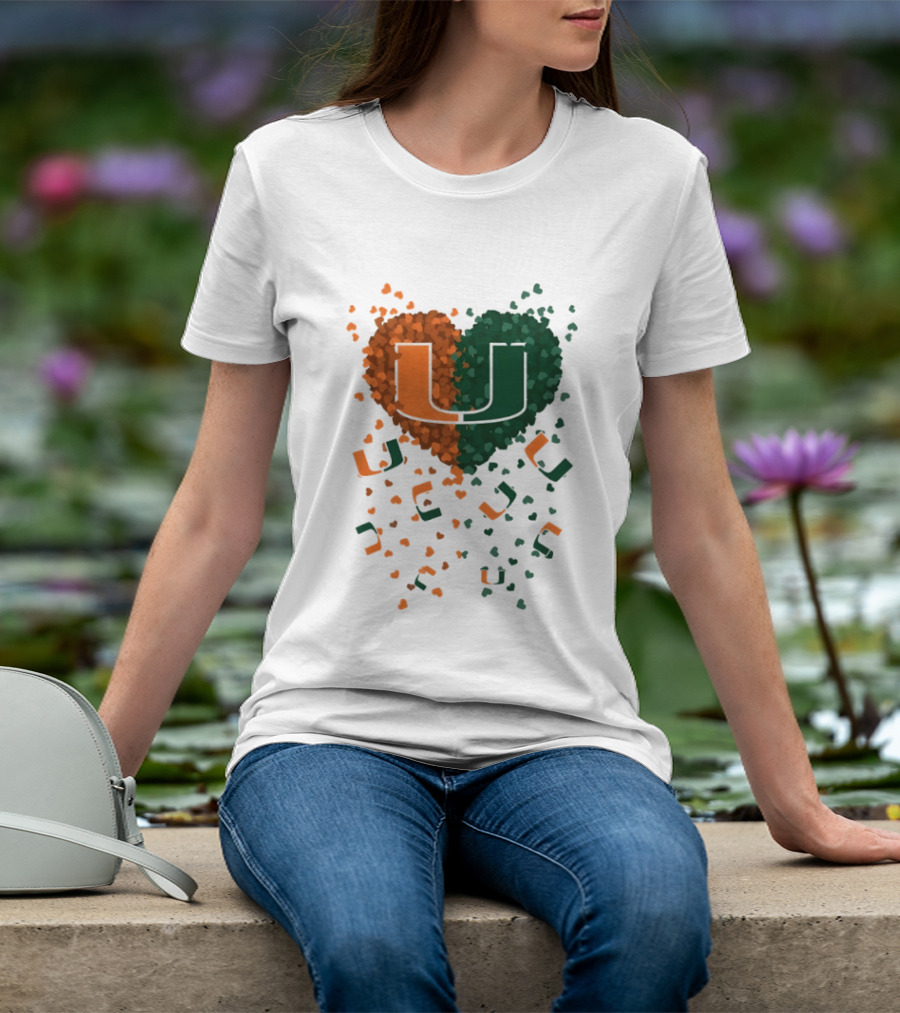 Heart Of Miami Hurricanes 2026 U Logo Football Celebration T-Shirt