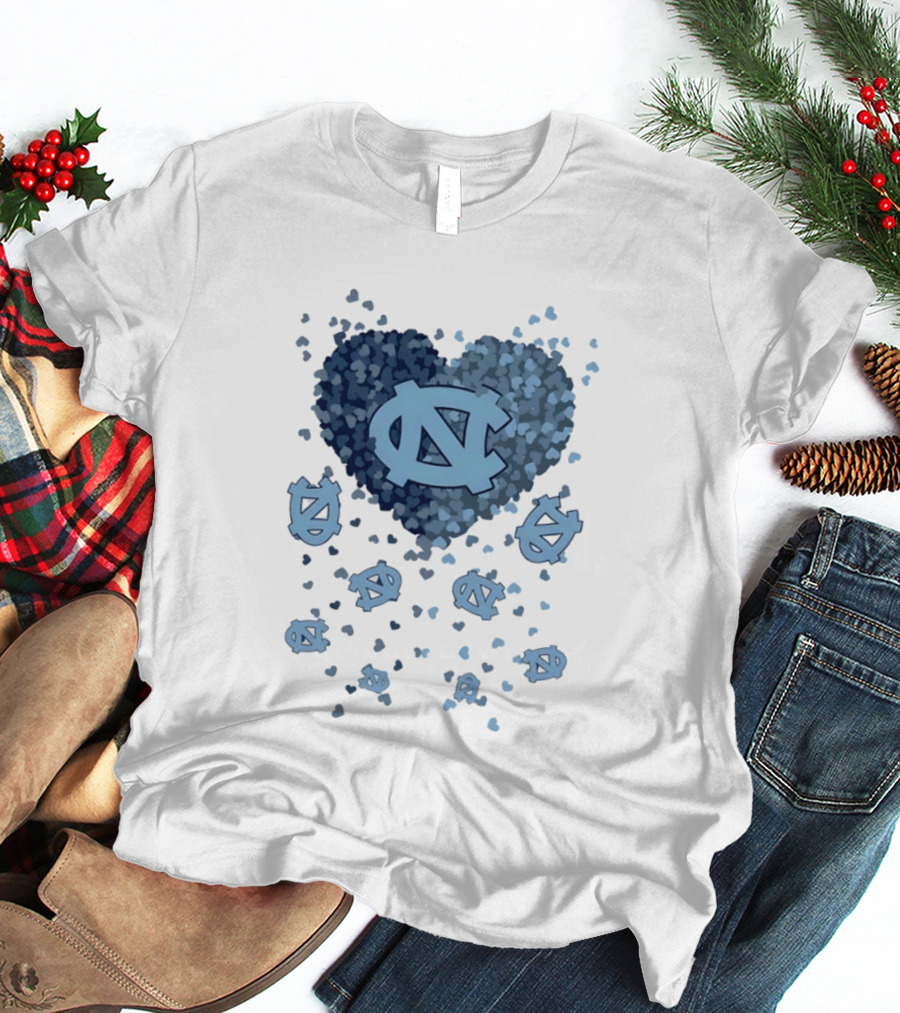 North Carolina Tar Heels Football Heart 2026 T-Shirt