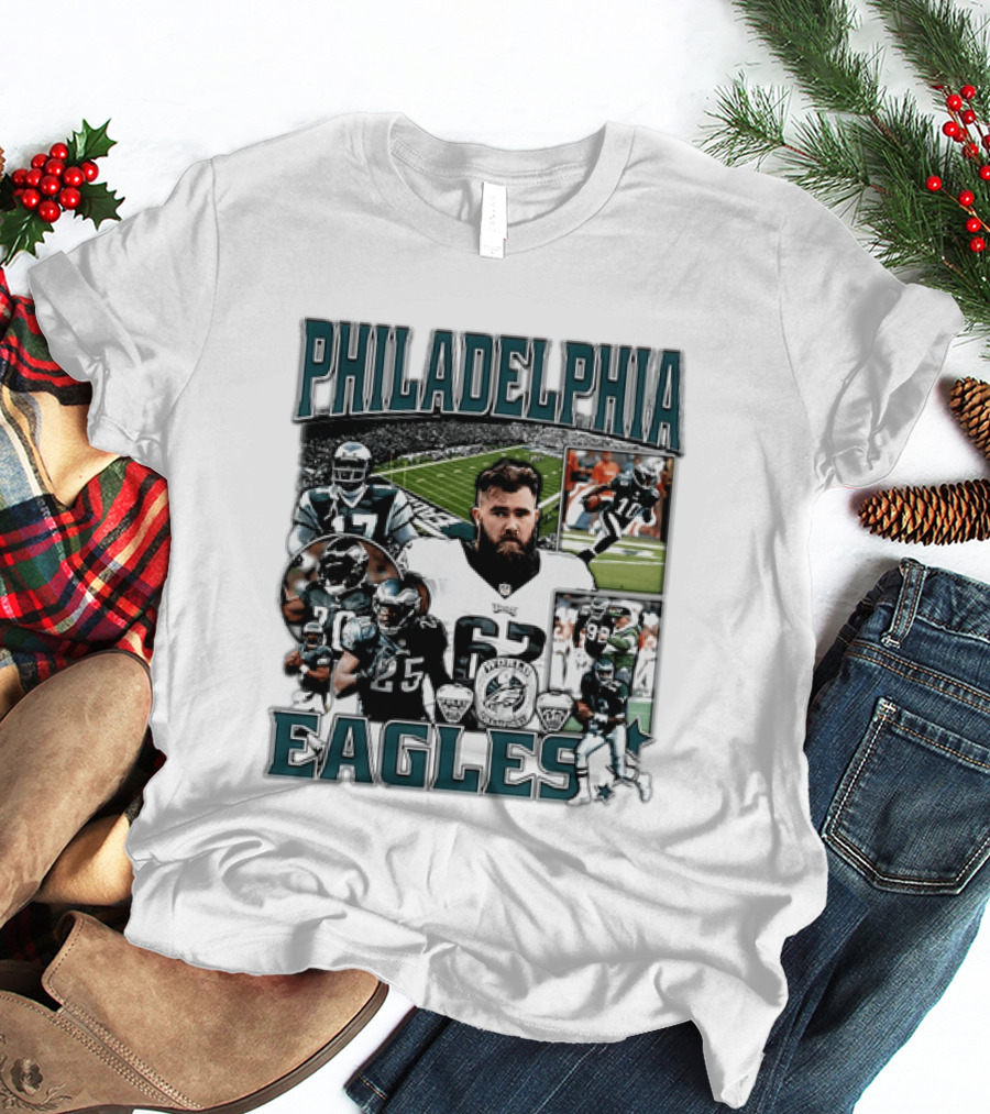 Philadelphia Eagles Football 90s Bootleg Players Collage T-Shirt