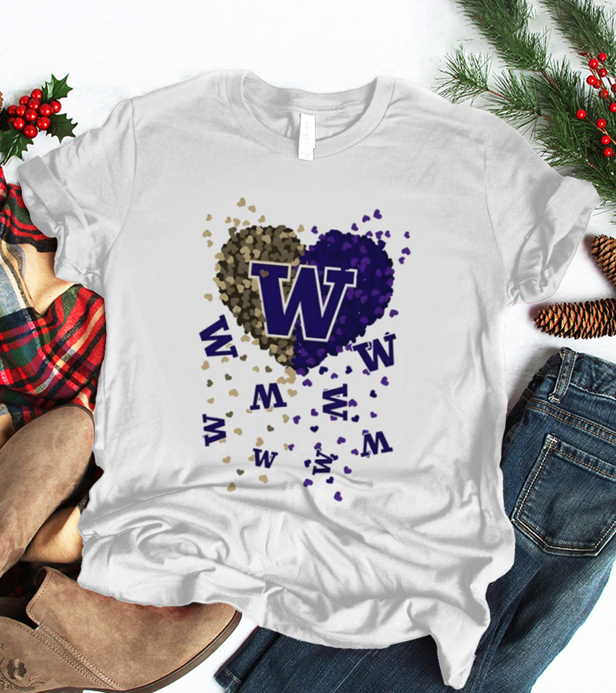 W Washington Huskies Heart 2026 Football Celebration T-Shirt