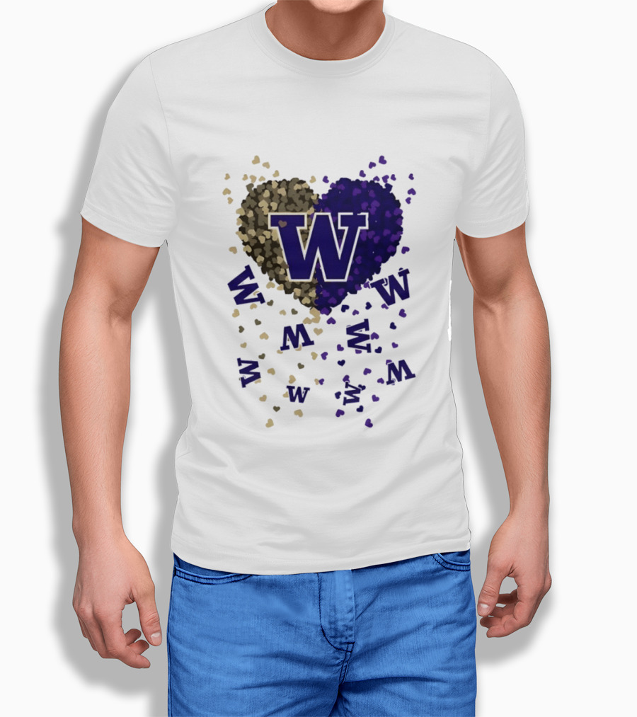 W Washington Huskies Heart 2026 Football Celebration T-Shirt