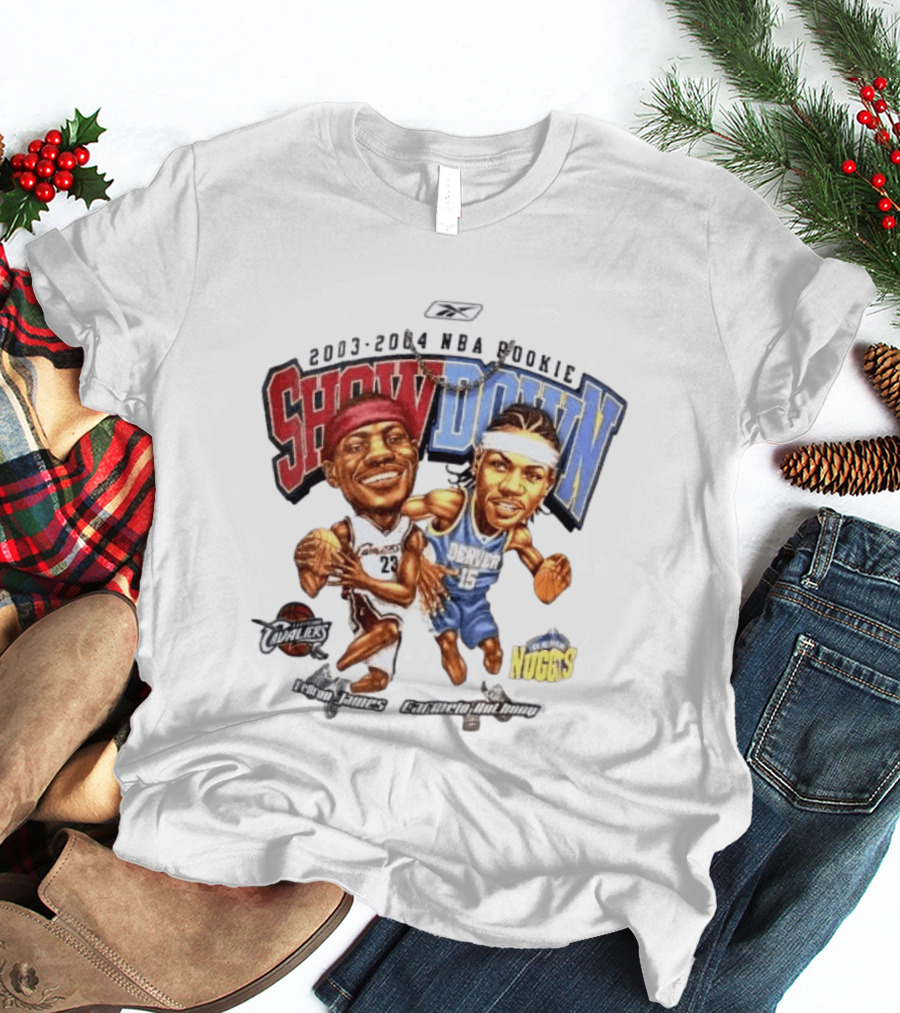 2003 2004 NBA Rookie Showdown LeBron James Carmelo Anthony Cavaliers Nuggets T-Shirt
