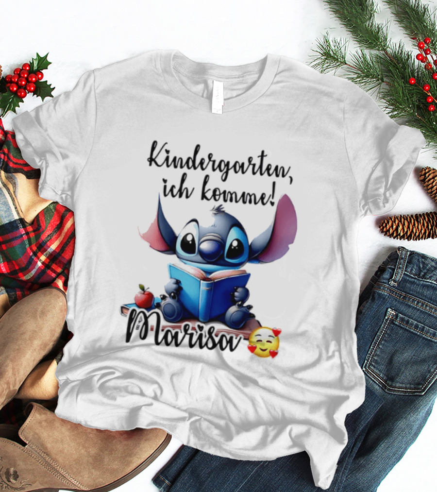 Kindergarten Ich Komme Marisa Blue Alien Book Reading T-Shirt