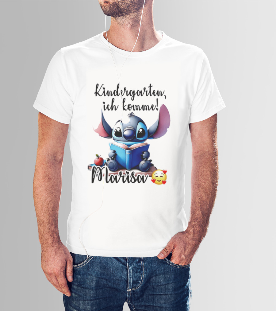 Kindergarten Ich Komme Marisa Blue Alien Book Reading T-Shirt