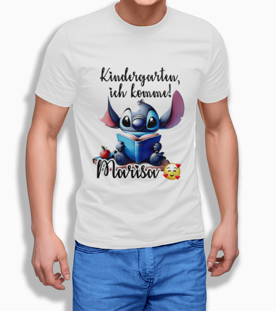 Kindergarten Ich Komme Marisa Blue Alien Book Reading T-Shirt
