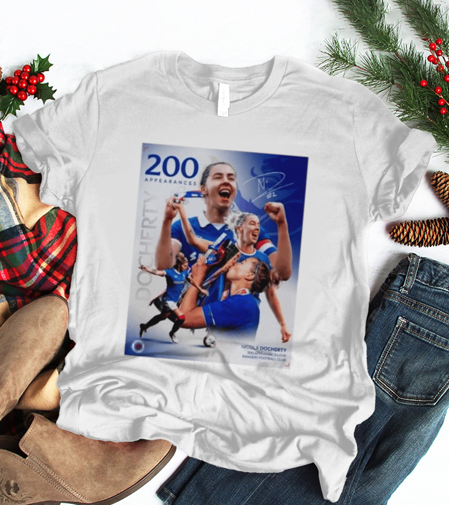 Nicola Docherty 200 Appearances Rangers Football Club Celebration T-Shirt