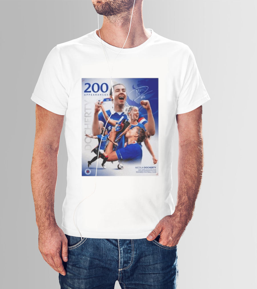 Nicola Docherty 200 Appearances Rangers Football Club Celebration T-Shirt