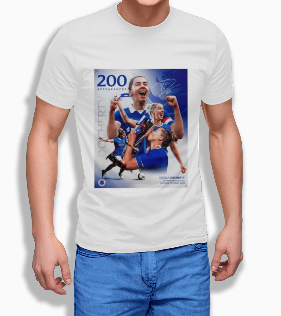 Nicola Docherty 200 Appearances Rangers Football Club Celebration T-Shirt