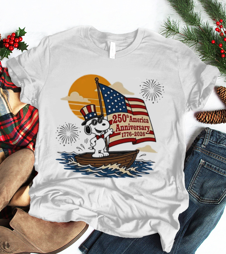 Snoopy 250th America Anniversary 1776 2026 Sailboat Celebration T-Shirt
