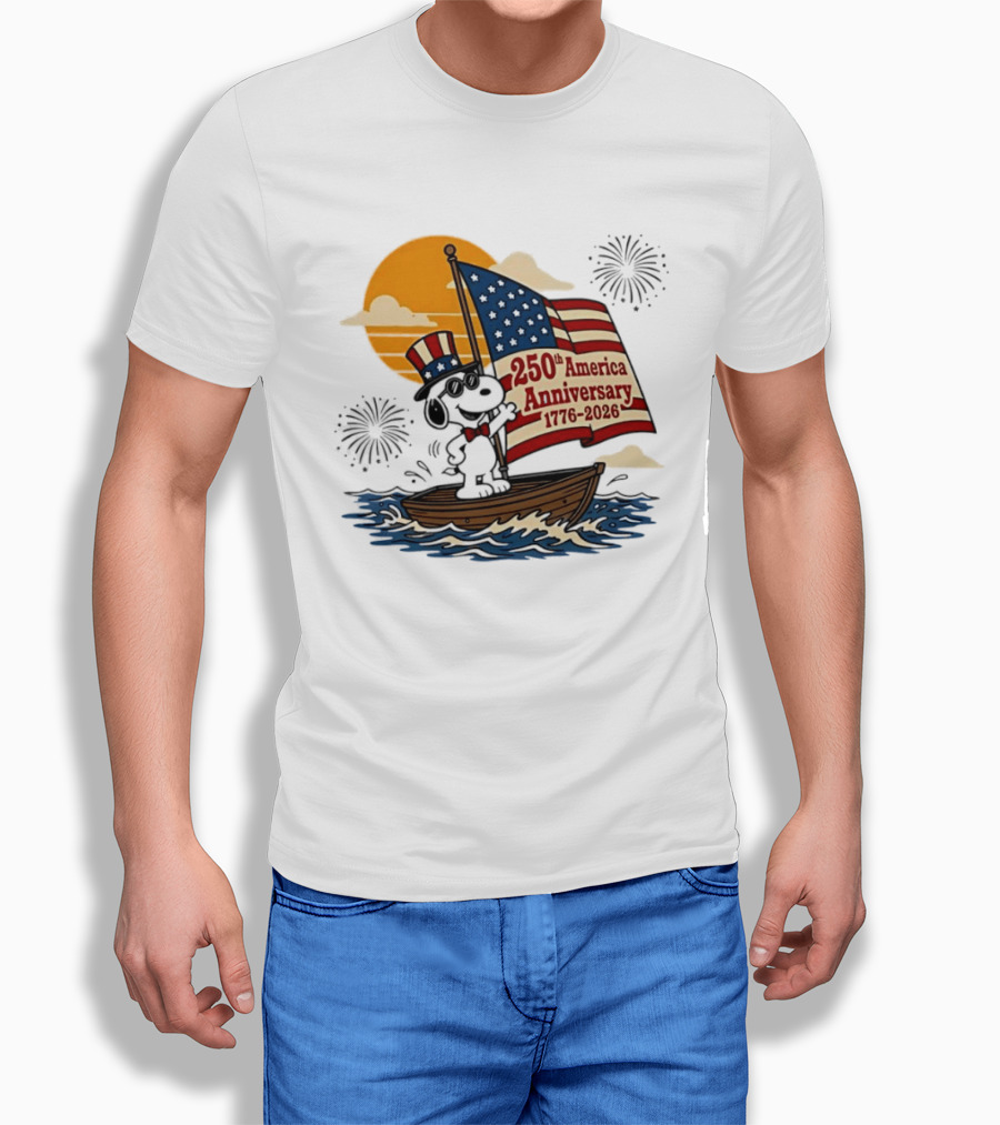 Snoopy 250th America Anniversary 1776 2026 Sailboat Celebration T-Shirt