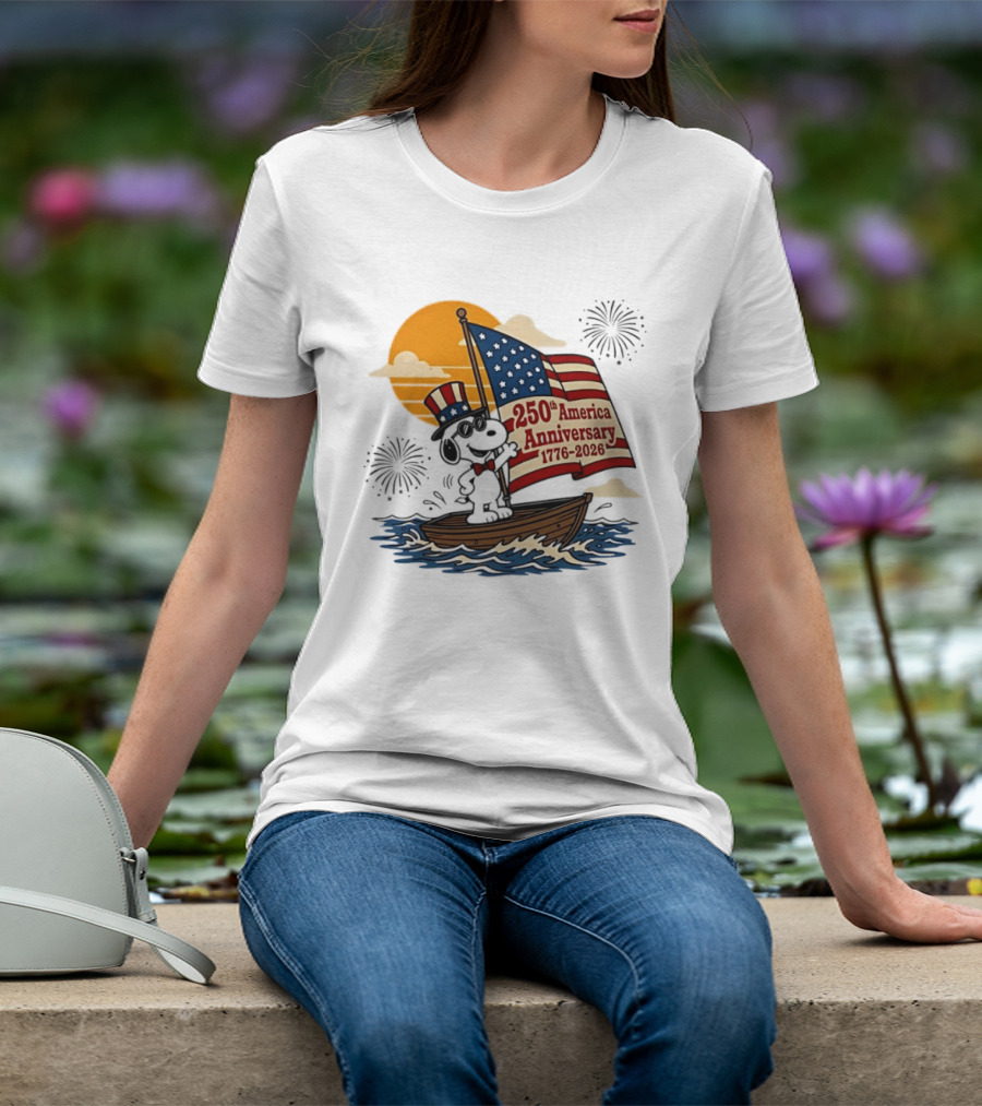 Snoopy 250th America Anniversary 1776 2026 Sailboat Celebration T-Shirt