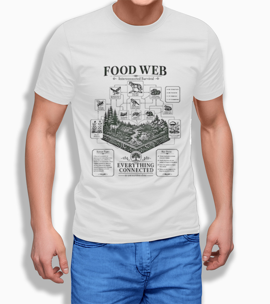 Food Web Diagram Forest Ecosystem Energy Everything Connected T-Shirt
