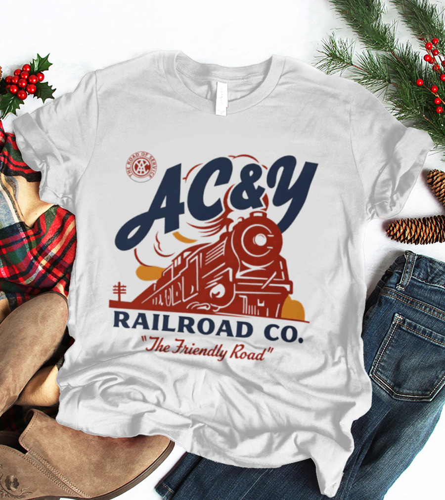AC&Y Railroad Co. The Friendly Road Vintage Locomotive T-Shirt