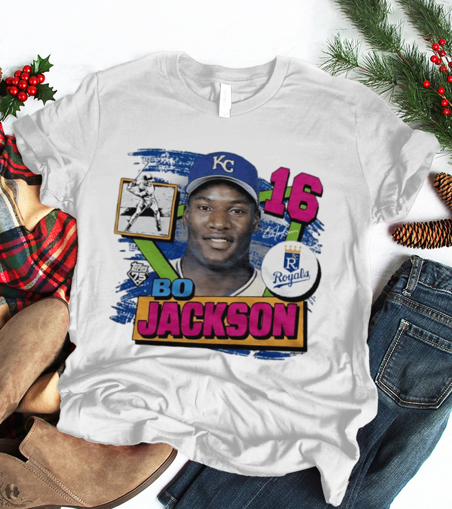 Bo Jackson 16 Kansas City Royals Topps 75 Vintage Baseball Memorabilia T-Shirt