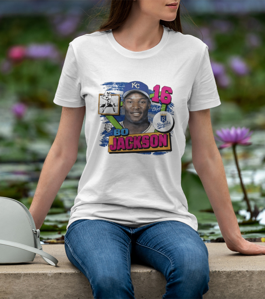 Bo Jackson 16 Kansas City Royals Topps 75 Vintage Baseball Memorabilia T-Shirt